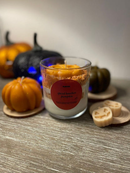 Spiced bourbon pumpkin face candle